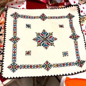 Needlepoint/embroidered pillow cover.  Ukrainian design